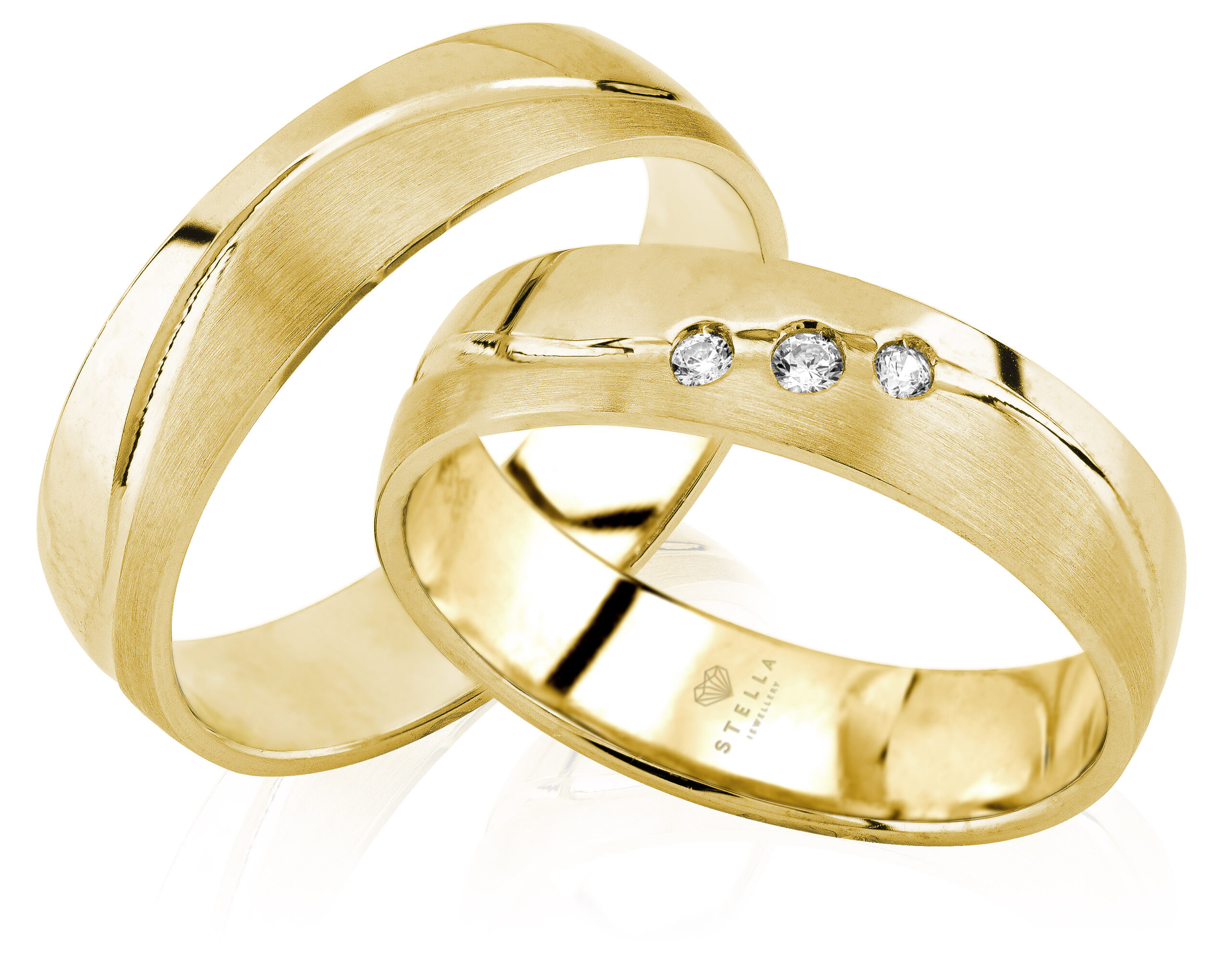 333er Gelbgold 1xPaar Trauringe Gelbgold 333 mit 3 x Zirkonia inkl. Gravur - 1