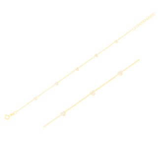 585er Gelbgold Armband mit fünf Herzen mit Zirkonia, Panzerkette 16,5–18,5cm - 1.jpg